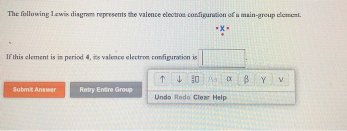 Which Of The Following Elements Has Six Valence Electrons? Solved: The Following Lewis Diagram Represents The Valence... | Chegg.com