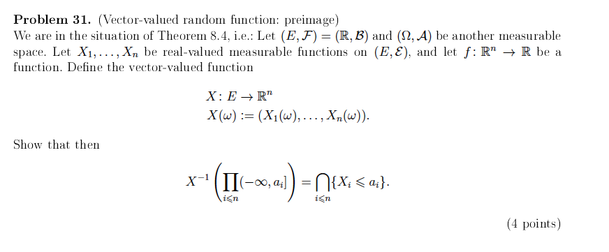 Solved Problem 31. (Vector-valued random function: preimage) | Chegg.com