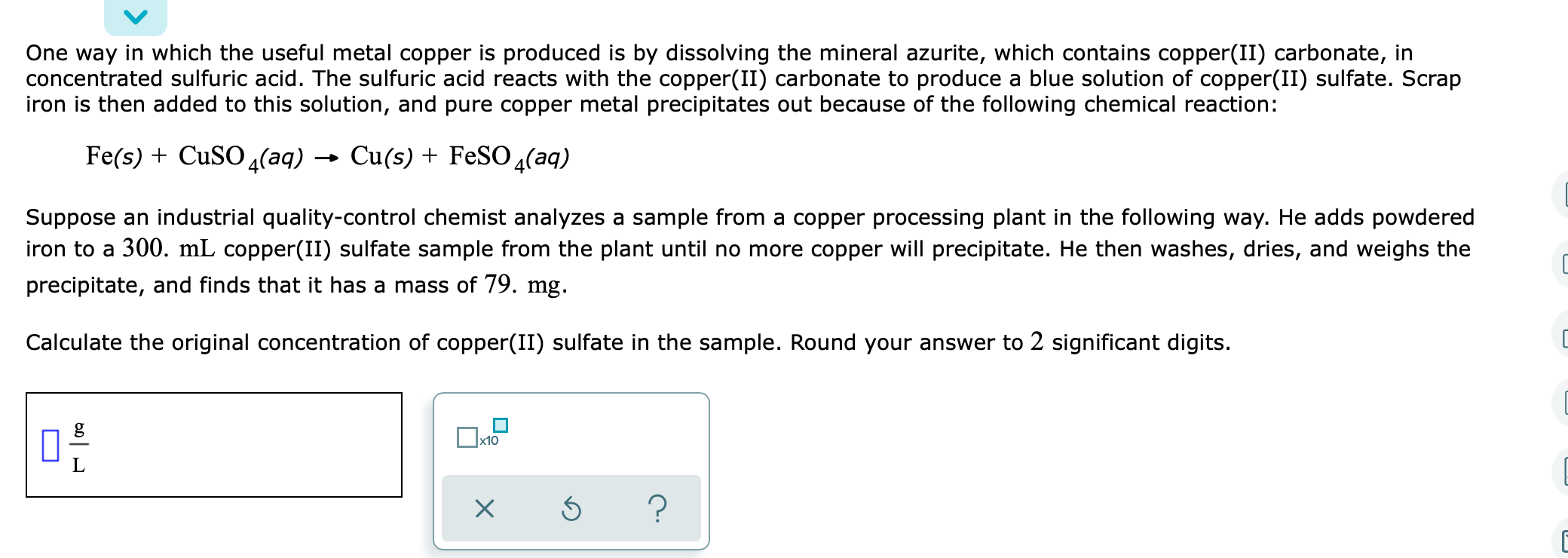 Solved One Way In Which The Useful Metal Copper Is Produced | Chegg.com