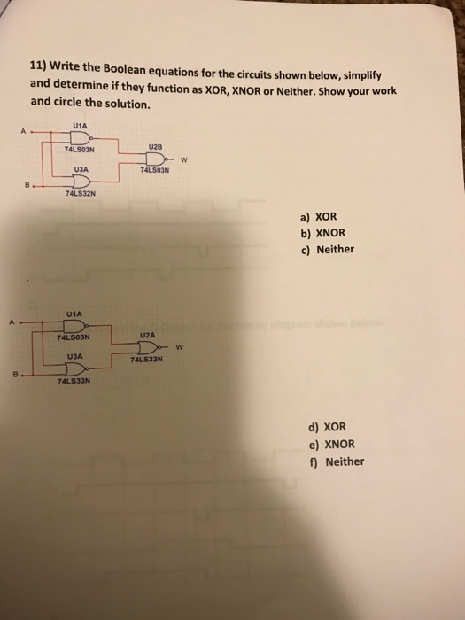 Solved 11) Write the Boolean equations for the circuits | Chegg.com
