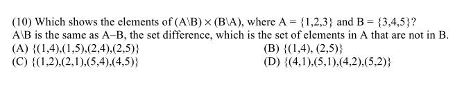 Solved (10) Which Shows The Elements Of (AB) (B\A), Where A | Chegg.com