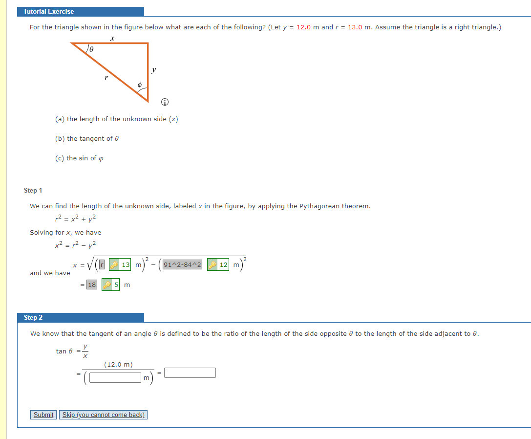 Solved Tutorial ExerciseFor the triangle shown in the figure | Chegg.com