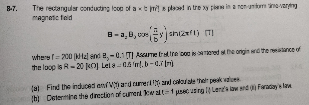 Solved 8-7. The rectangular conducting loop of a x b ſm?l is | Chegg.com