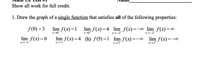 Solved 1. Draw the graph of a single function that satisfies | Chegg.com