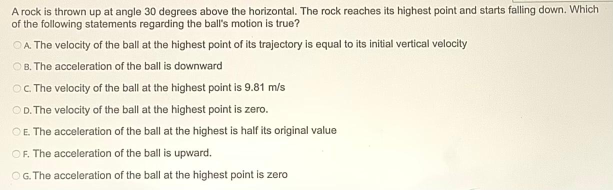 Solved A rock is thrown up at angle 30 degrees above the | Chegg.com