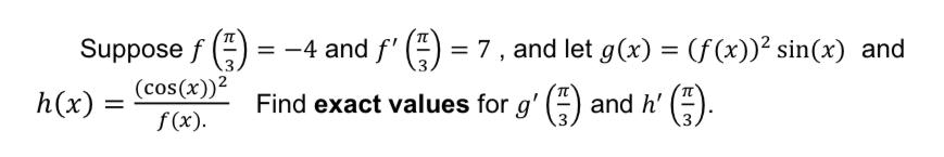 Solved Suppose F 3π −4 And F′ 3π 7 And Let