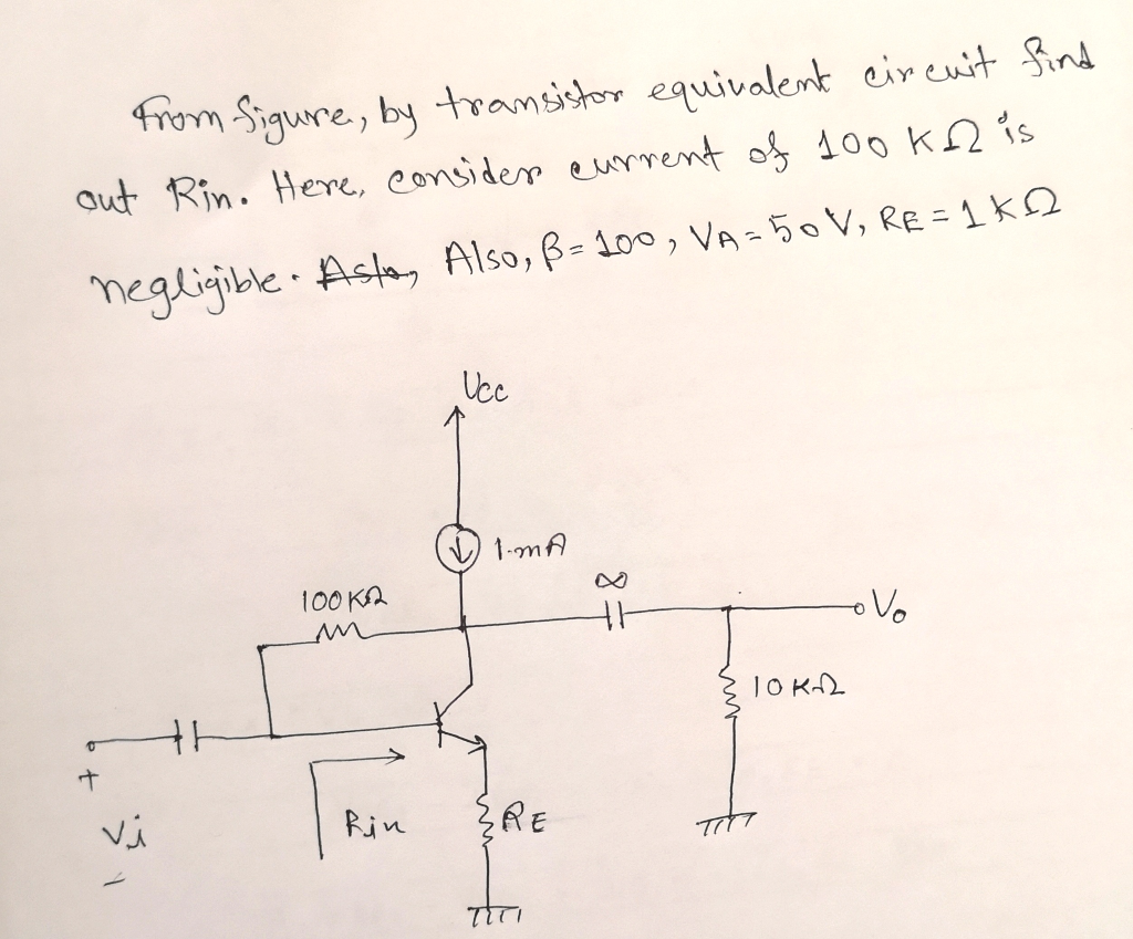 Solved from figure, by transistor equivalent circuit find | Chegg.com