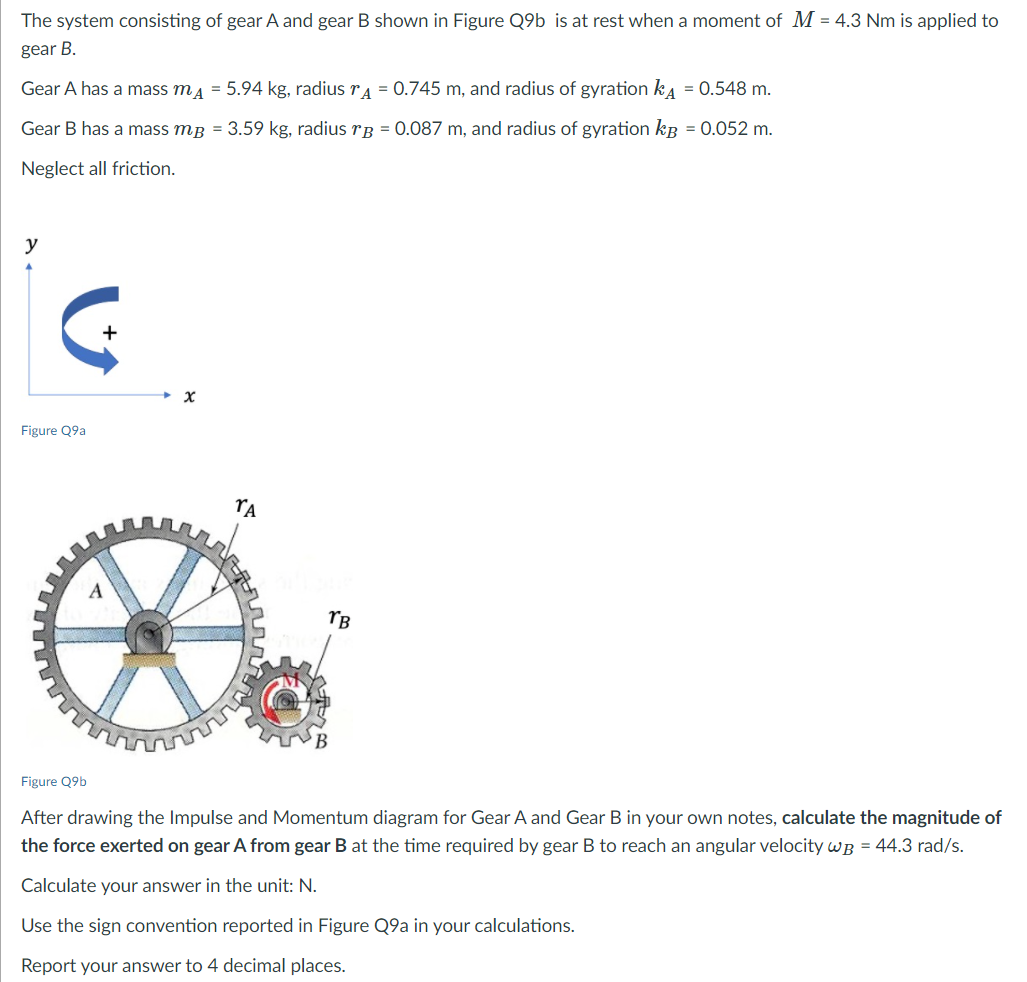 Solved The System Consisting Of Gear A And Gear B Shown In | Chegg.com