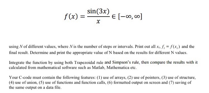 Solved f(x) = sin(3x)/x elementof [-infinity, infinity] | Chegg.com