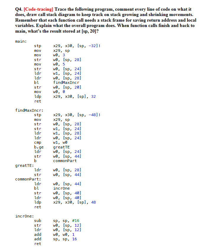 Q4. [Code-tracing] Trace the following program, | Chegg.com