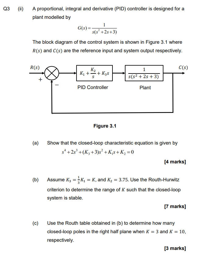 Solved Q3 (ii) A Proportional, Integral And Derivative (PID) | Chegg.com