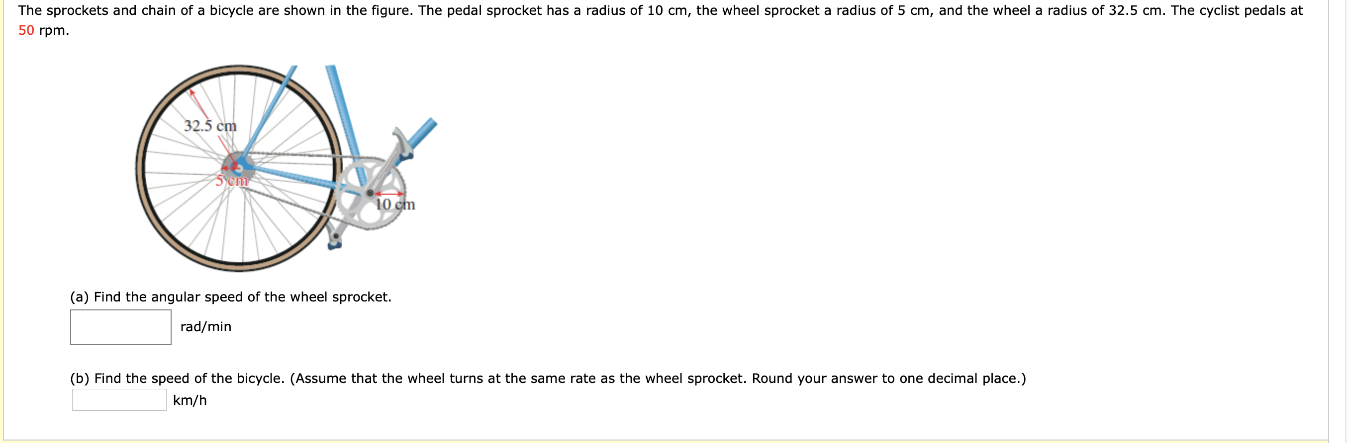 Solved The sprockets and chain of a bicycle are shown in the