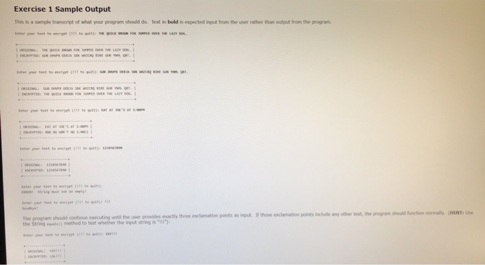 Solved Exercise 1 Description You will be writing a simple | Chegg.com