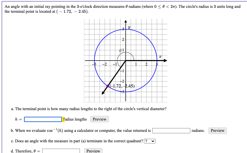 An angle with an initial ray pointing in the 3 | Chegg.com