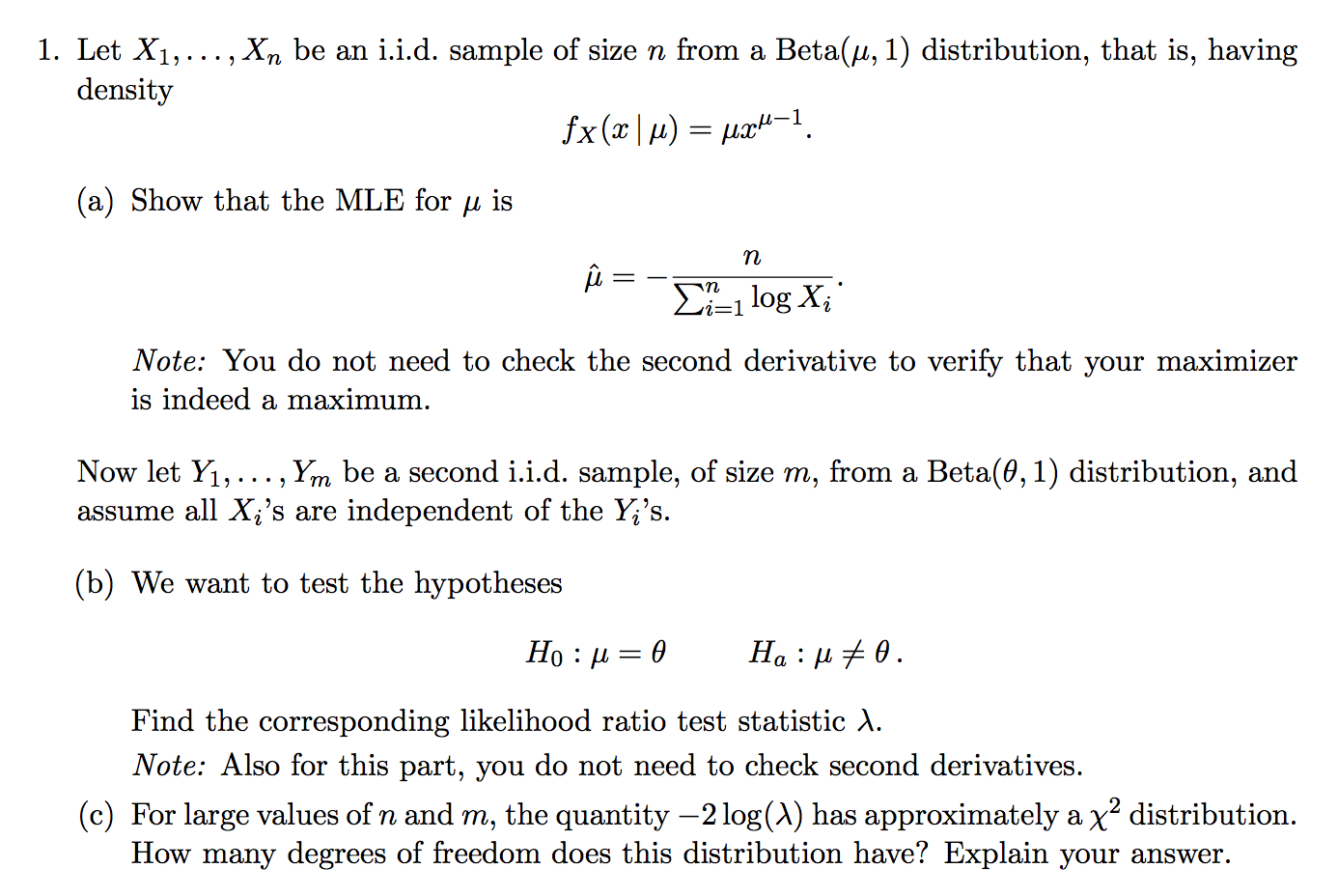 1 Let X1 Be An I I D Sample Of Size N F Chegg Com