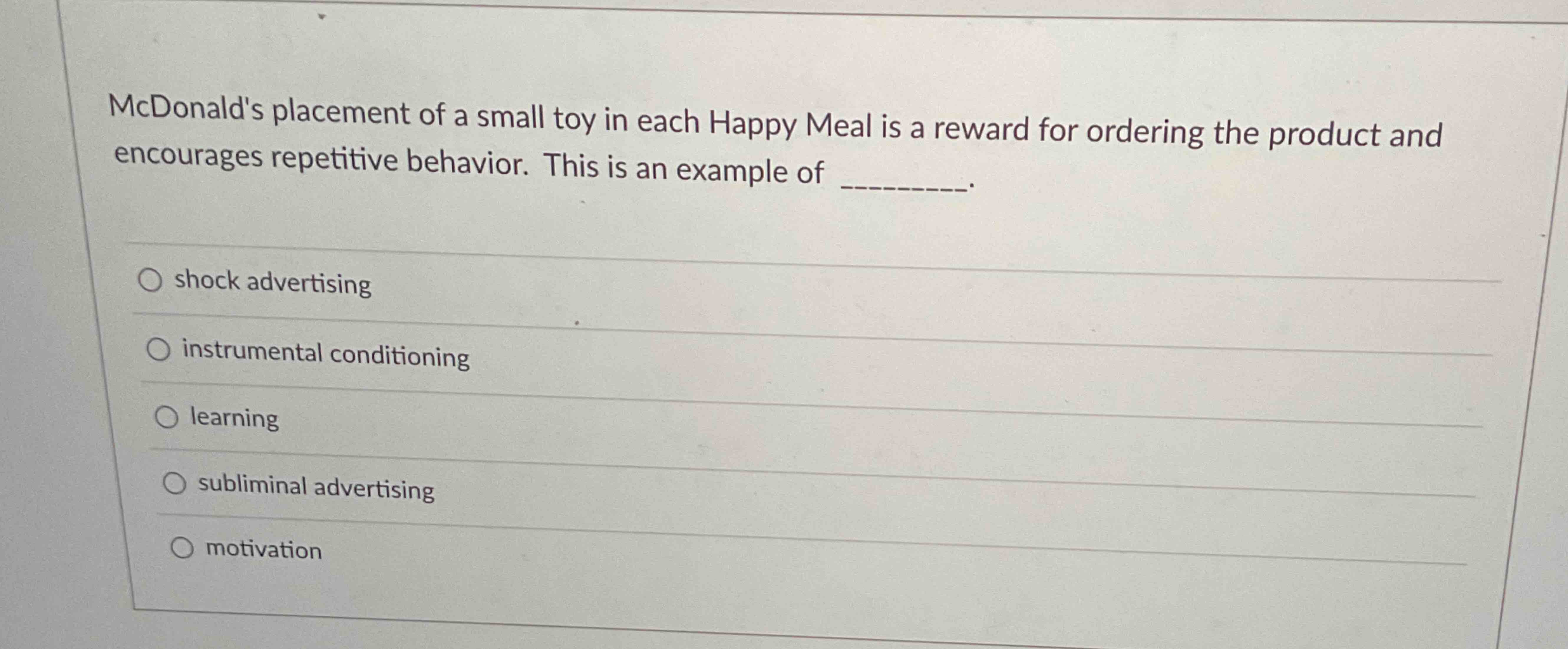 Solved McDonald's placement of a small toy in each Happy | Chegg.com