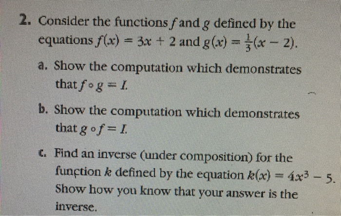 Solved 2. Consider the functions f and g defined by the | Chegg.com