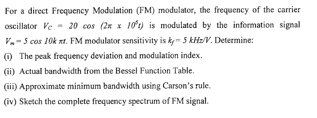 Solved For A Direct Frequency Modulation (FM) Modulator, The | Chegg.com