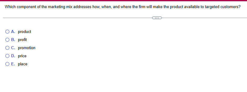 Solved Which component of the marketing mix addresses how, | Chegg.com