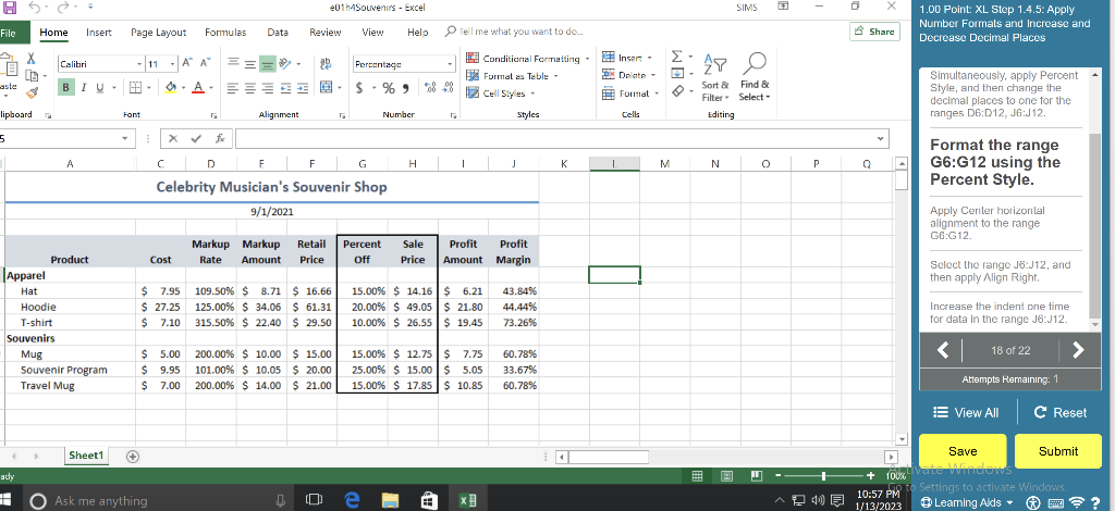 How to format the range 2025 with percent style in excel