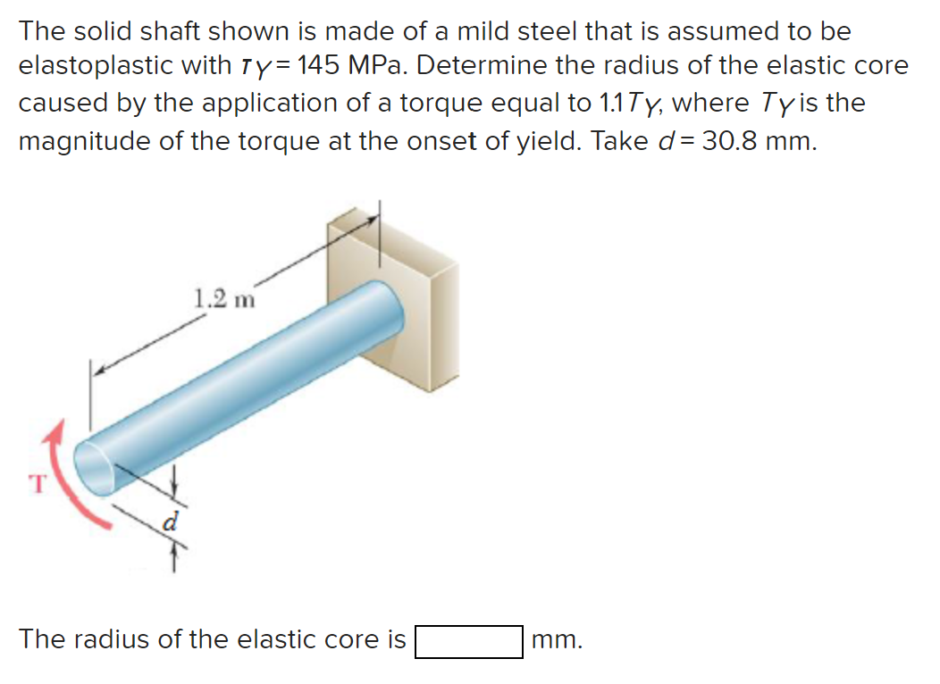 Solved The Solid Shaft Shown Is Made Of A Mild Steel That Is 2433