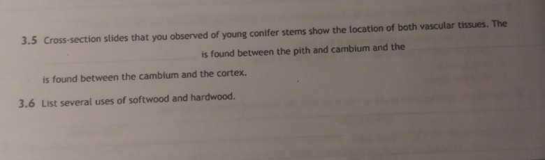 Solved 3.5 Cross-section slides that you observed of young