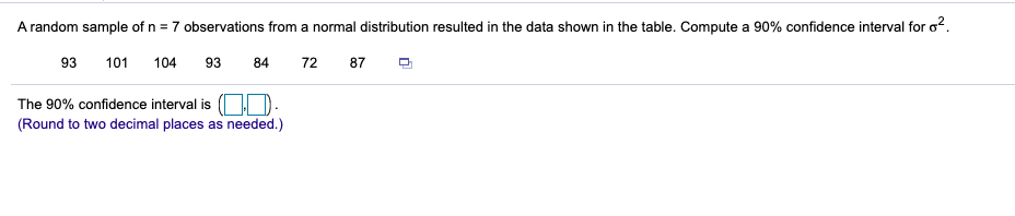 Solved A random sample of n = 7 observations from a normal | Chegg.com