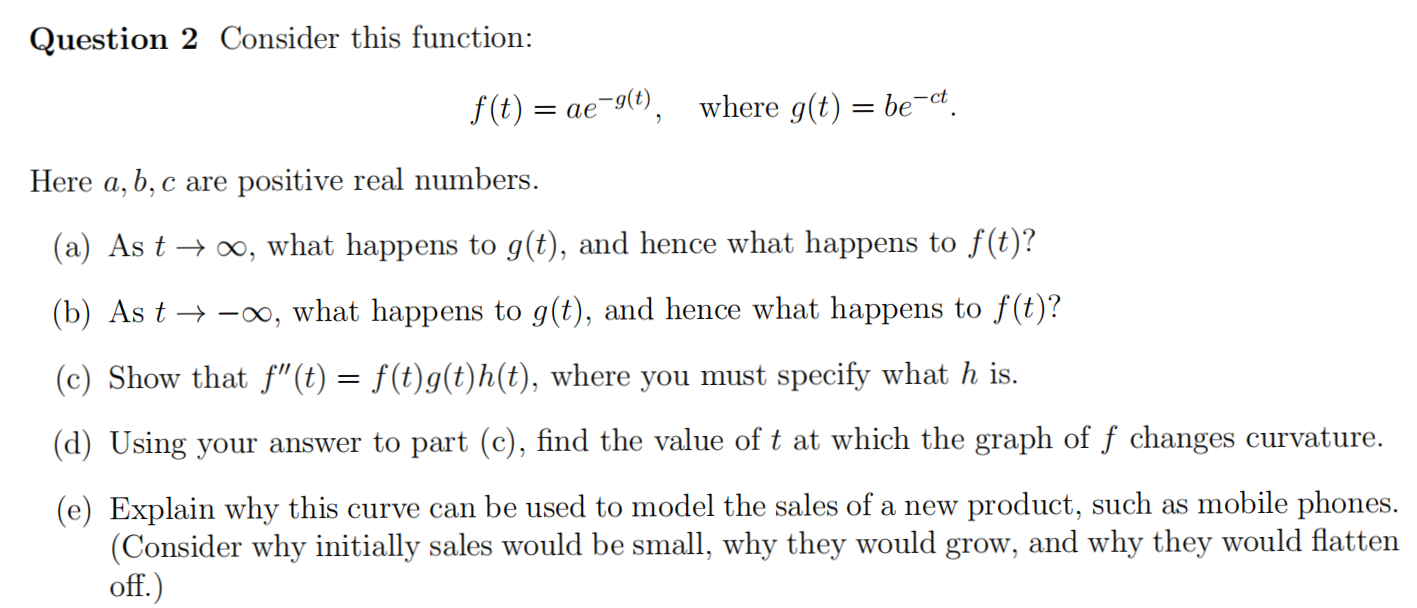 Solved Question 2 Consider This Function F T Ae G T Chegg Com