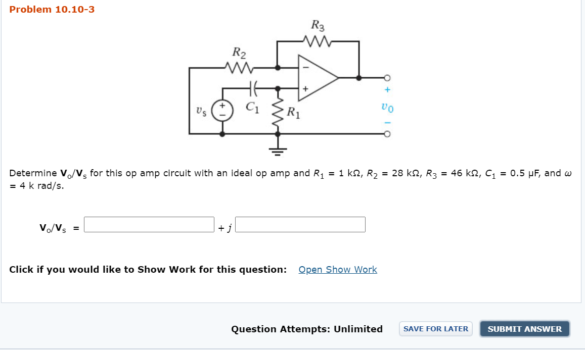 Solved Problem 10 10 3 R3 R2 W Us C Vo Determine V V For Chegg Com