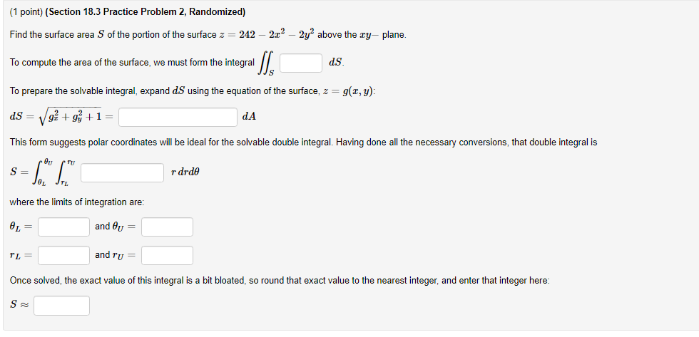 Solved (1 point) (Section 18.3 Practice Problem 2, | Chegg.com