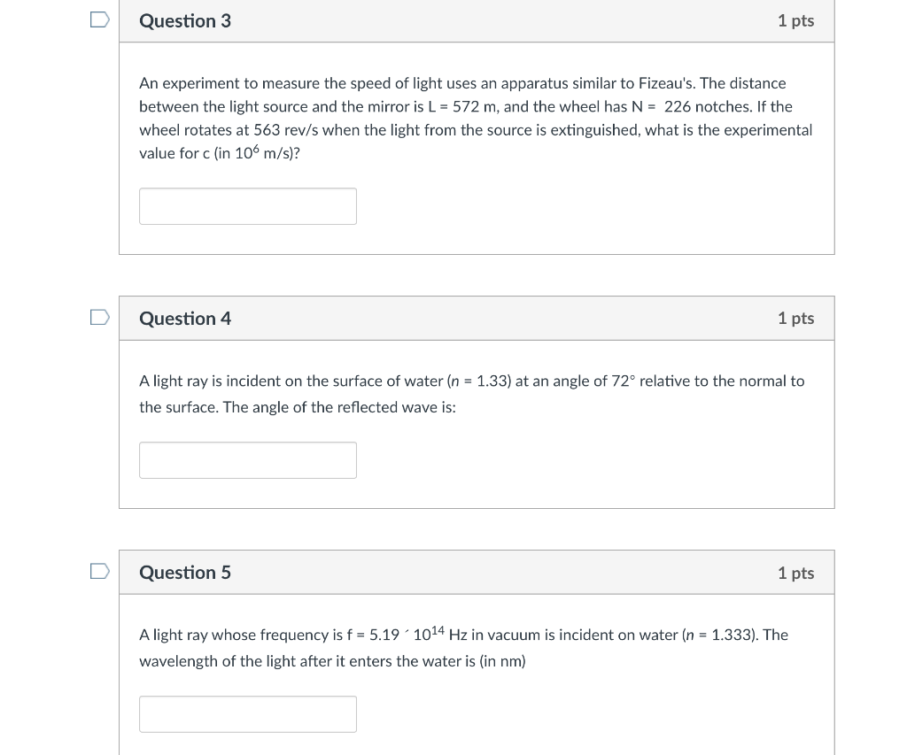 Solved Question 3 1 pts An experiment to measure the speed | Chegg.com