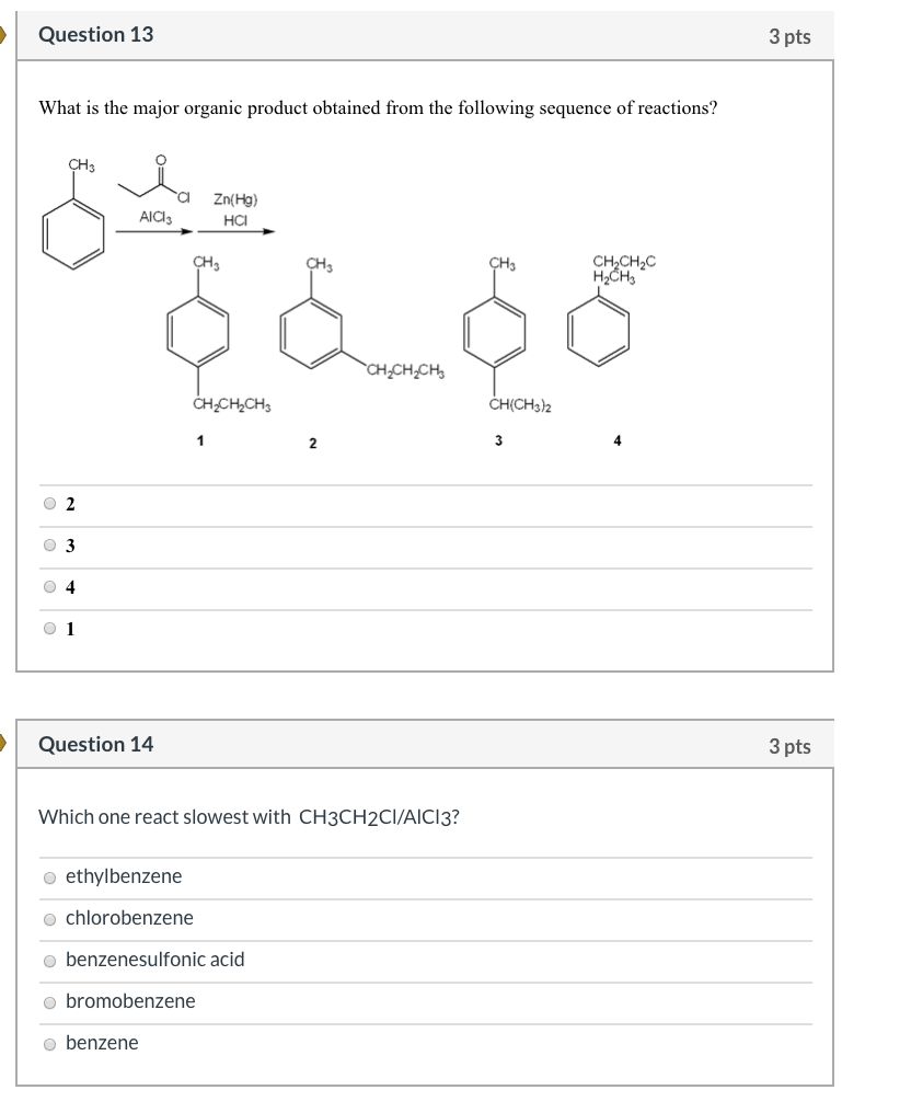 Solved Question 12 3 pts What is the major organic product | Chegg.com