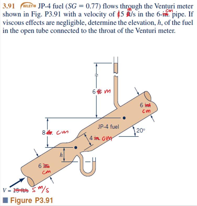 Solved 3.91 WILEYa JP4 fuel (SG = 0.77) flows thrgugh the