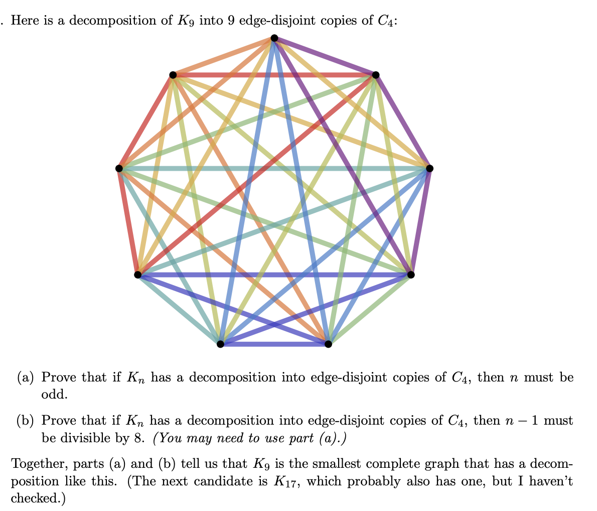 . Here is a decomposition of Kg into 9 edge-disjoint | Chegg.com