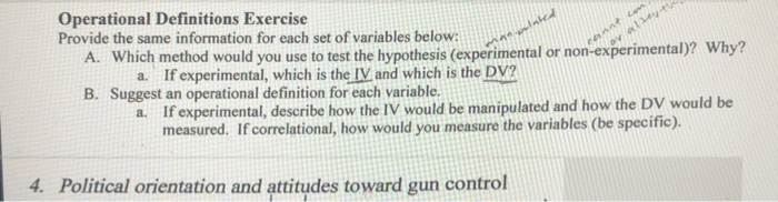 Solved Operational Definitions Exercise Provide the same | Chegg.com