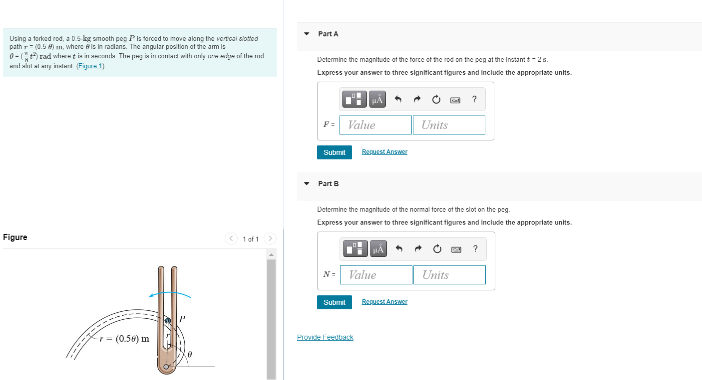 Solved Part A Using a forked rod, a 0.5-kg smooth peg P is | Chegg.com