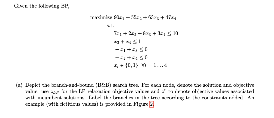 Given The Following BP, Maximize 90x1+55x2+63x3+47x4 | Chegg.com