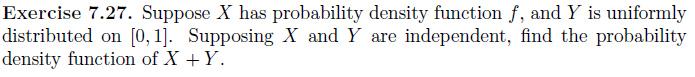Solved Exercise 7.27. Suppose X has probability density | Chegg.com