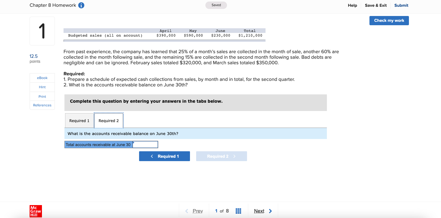 Solved Chapter 8 Homework A Saved Help Save & Exit Submit | Chegg.com