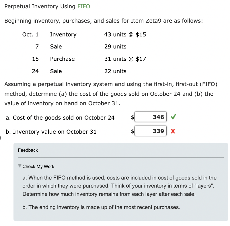 Solved Perpetual Inventory Using FIFO Beginning inventory,