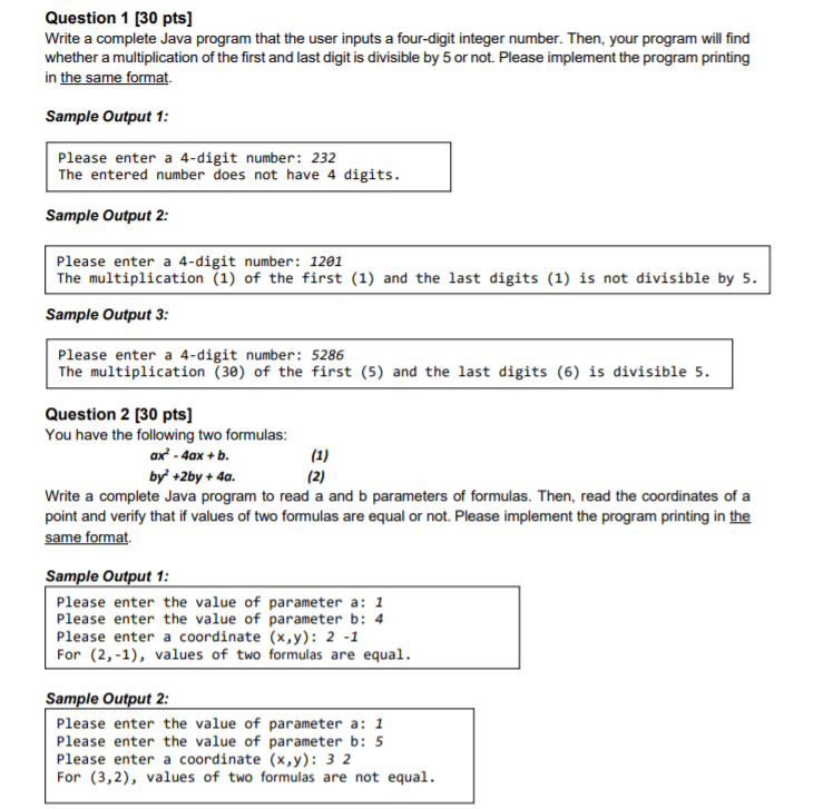 Solved Question 1 30 Pts Write A Complete Java Program 2296