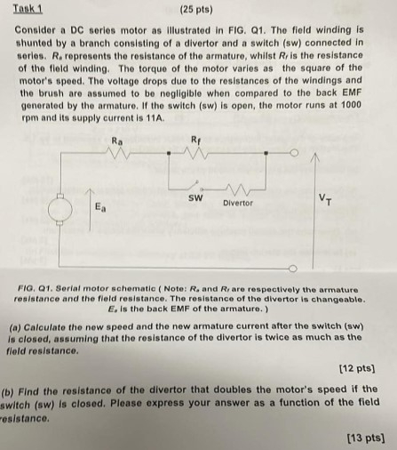 Solved Task 1(25 ﻿pts)Consider a DC series motor as | Chegg.com