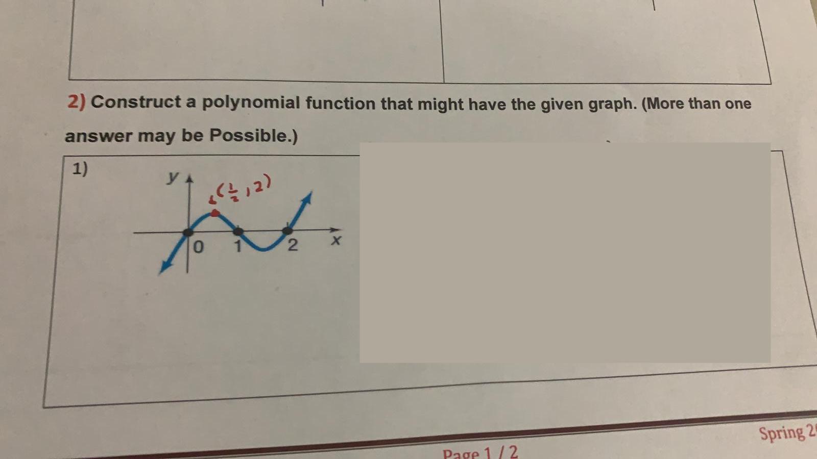 Solved 2) Construct a polynomial function that might have | Chegg.com image.