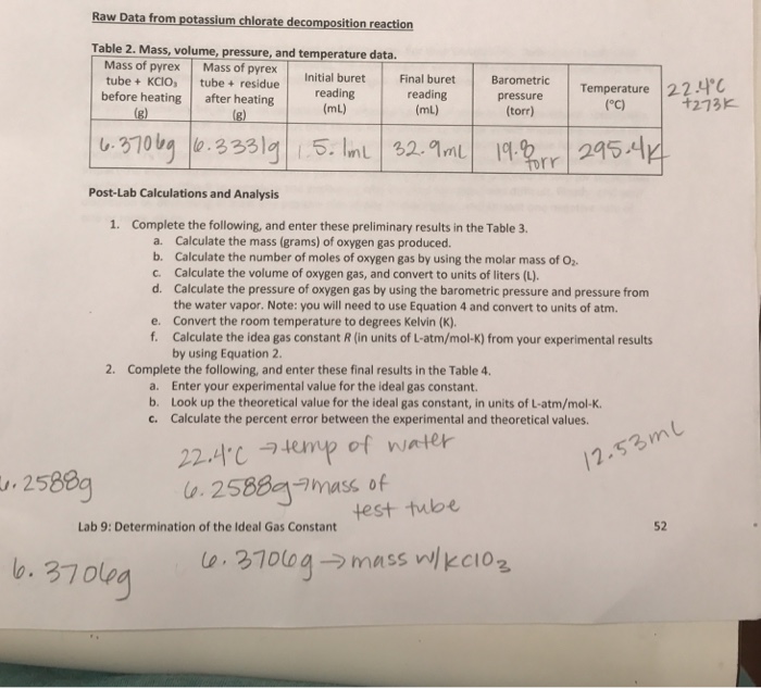 Solved Chemistry 1010 Laboratory Fall 2017 Lab 9