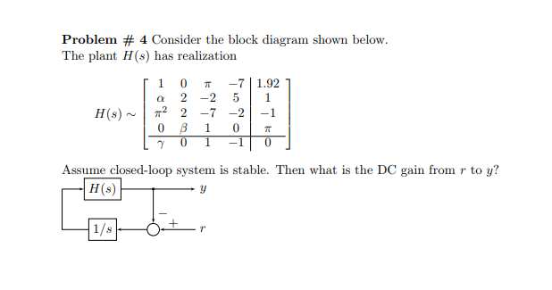 Solved Problem # 4 Consider the block diagram shown below. | Chegg.com