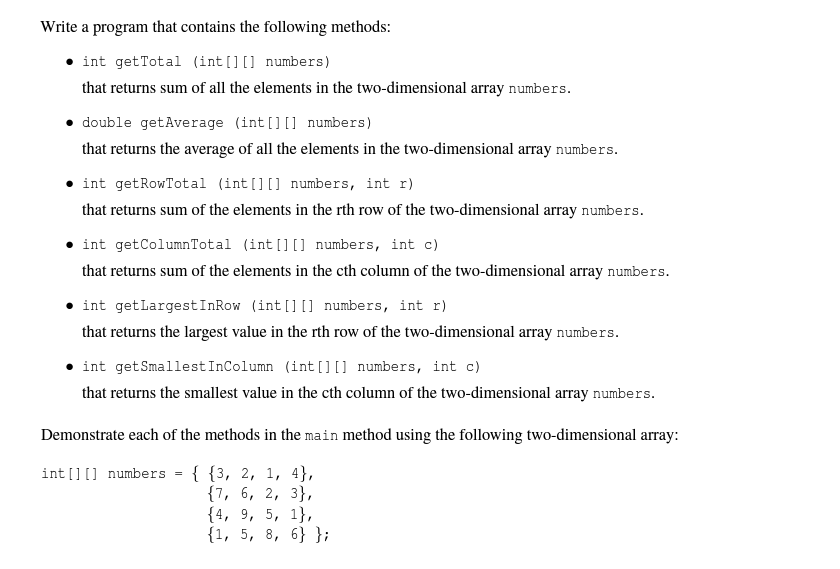 Solved Write a program that contains the following methods