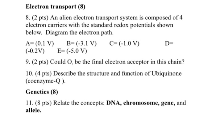 Solved Electron Transport (8) 8. (2 Pts) An Alien Electron | Chegg.com