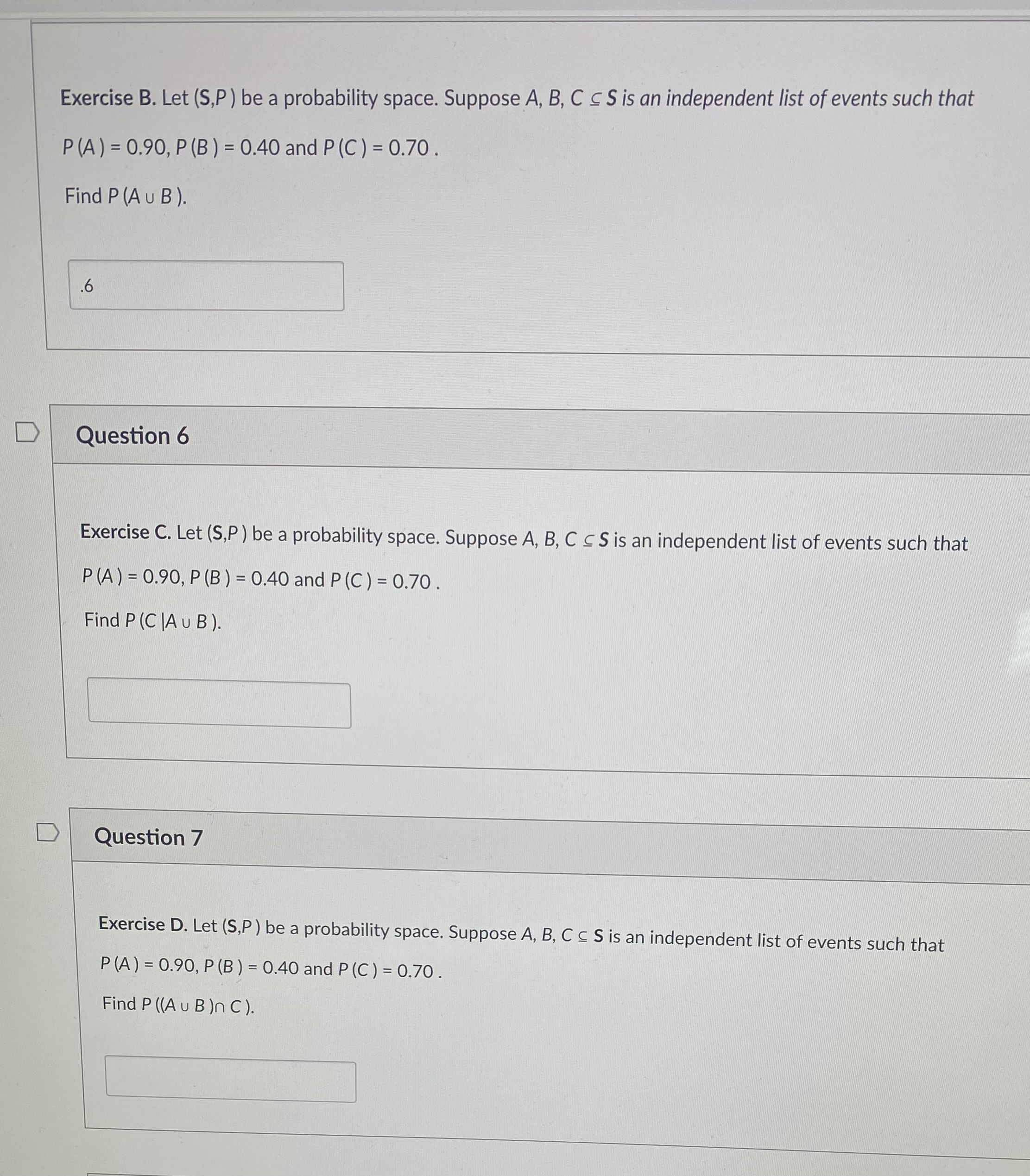 Solved Please Answer Excercise B Through DExercise B. ﻿Let | Chegg.com