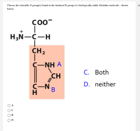 Solved Choose The Ionizable N Grup S Found In The Imidaz Chegg Com