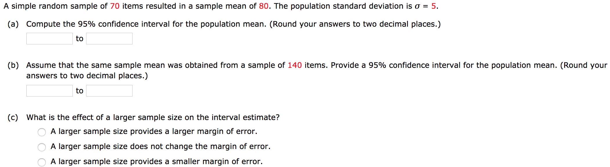 Solved A simple random sample of 70 items resulted in a | Chegg.com